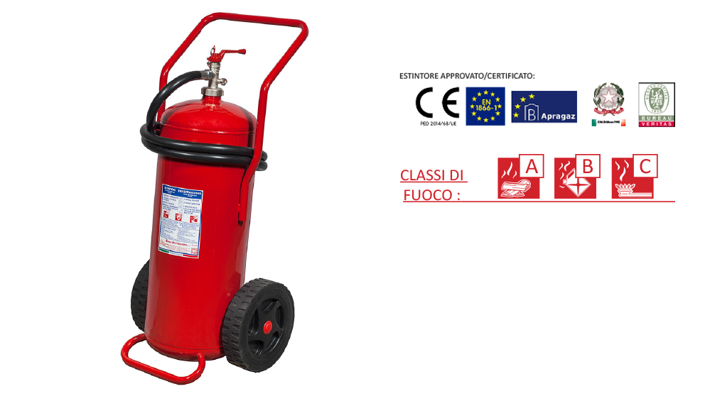 Estintore Carrellato a Polvere da 50 Kg